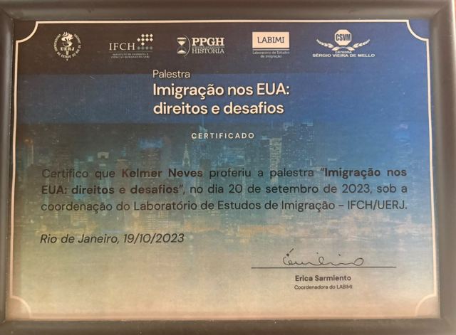 Talk "Imigração nos EUA: direitos e desafios", Immigration Studies Laboratory (LABIMI), IFCH/UERJ (September 20, 2023)